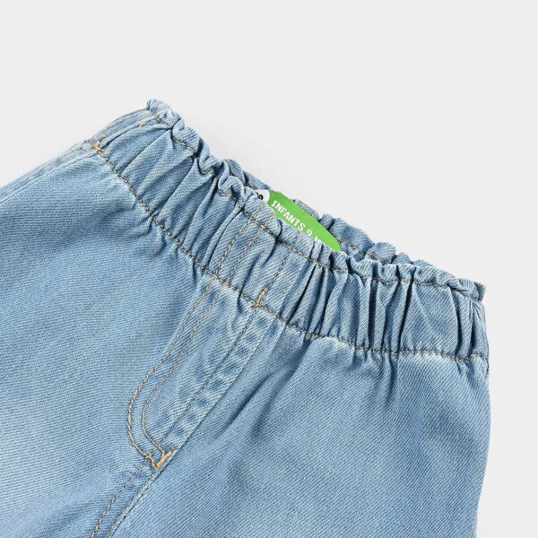 Infant Girls Denim rigid Pant Strawberry-Light Blue