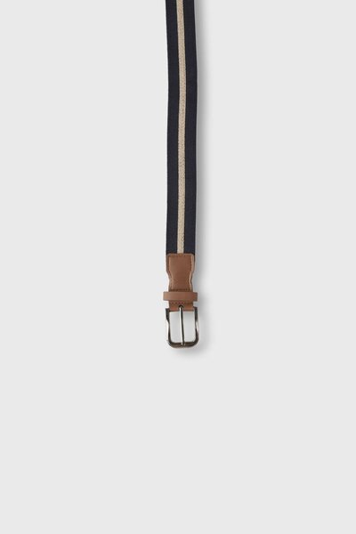 Boys Navy & Beige Striped Belt