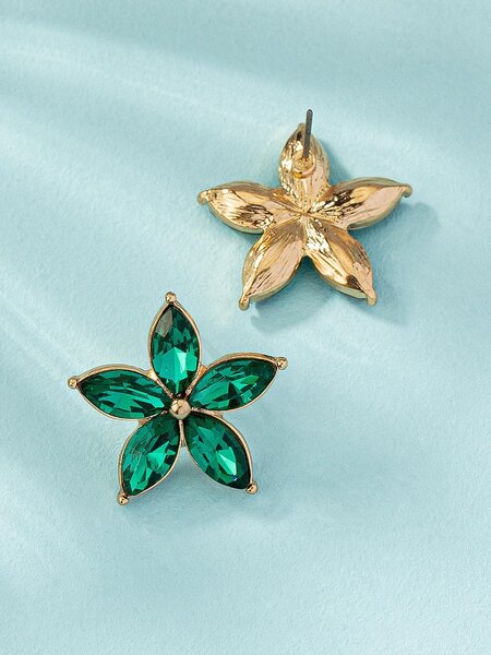 Shein - Rhinestone Flower Stud Earrings