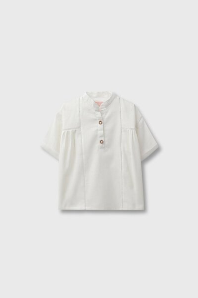 White Textured Cotton Top