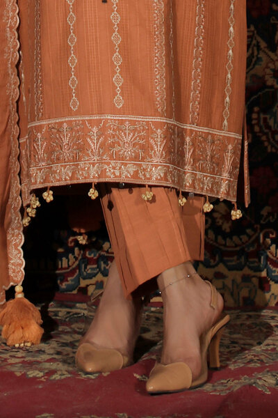 3 Piece Embroidered Kantha Stripe Suit