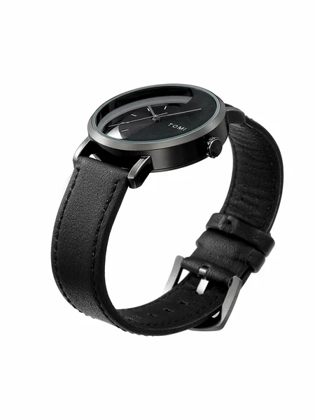 Shein - Men's Simple And Fashionable Semi-Transparent Dial Half-Face Leather Belt Watch