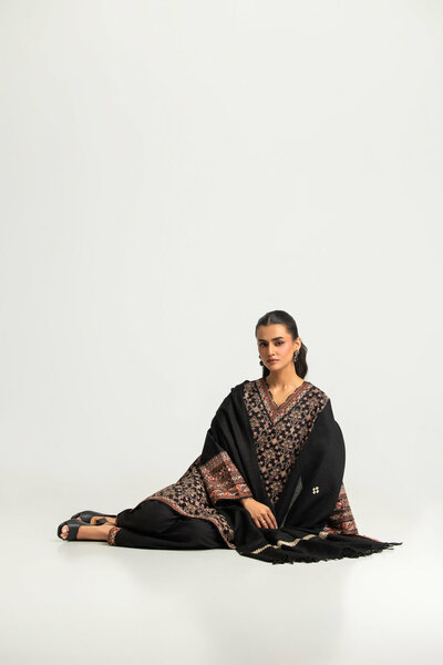 3PC Khaddar Embroidered Suit