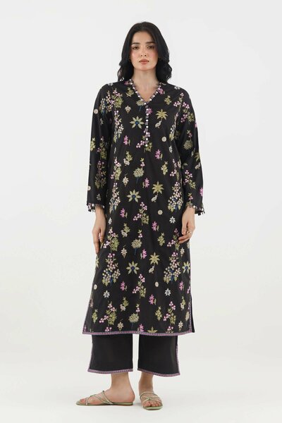 Stitched Embroidered Lawn Shirt+ Culotte