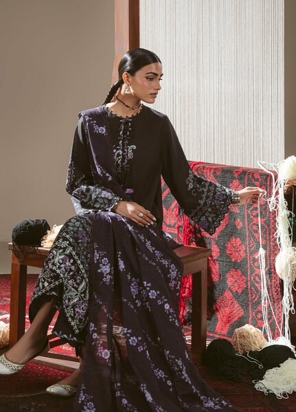 Cross Stitch Unstitched Printed Khaddar 3 Piece Suit CS25UW Sable Floret - Winter Collection
