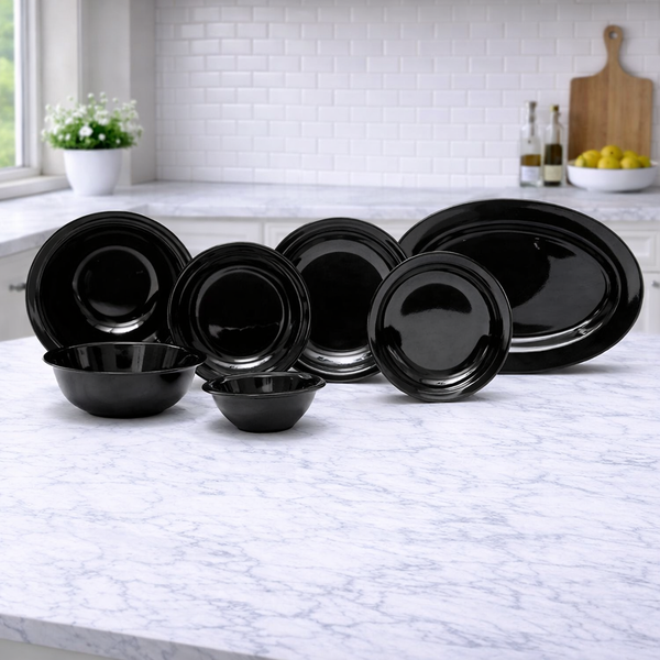 Black Melamine Dinner Set