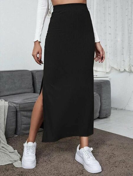 Shein - Knee-High Waist Split Skirt