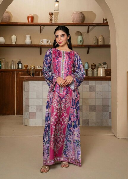 Mataish Women RTW Printed Crepe 1 Piece Suit Majestic Luxe Long Shirt - Festive Collection