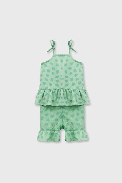 Green Ruffle Strap Dress Set