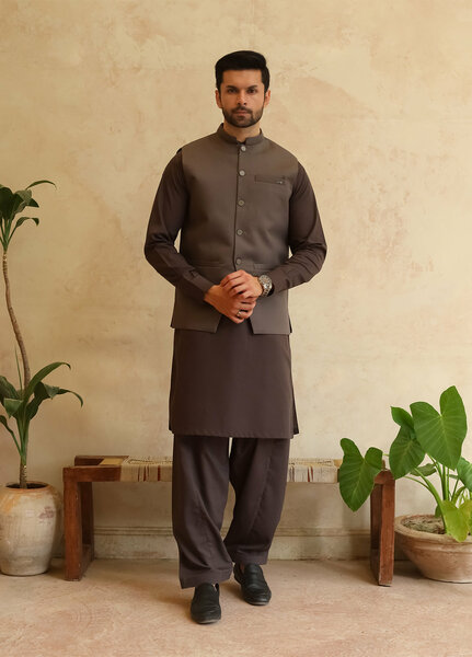 A-Line by Mazham RTW Solids Blended 3 Piece Suit Charcoal Gray Winter Collection