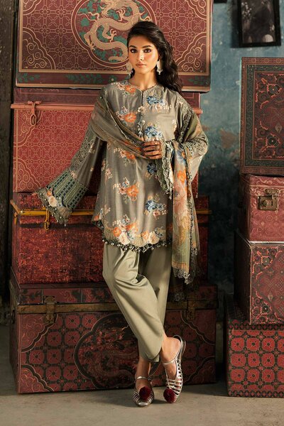 M Prints by Maria B Unstitched Embossed Cambric 3 Piece Suit MB26UPC 3A - Casual Collection
