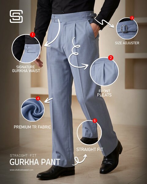 Black Imported Straight Fit Gurkha Pant (FDT-445)