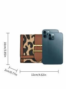 Shein - Leopard Print PU Fabric Tri-Fold Wallet Card Holder Coin Purse