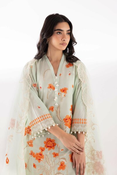 Stitched Muzlin Embroidered Lawn Shirt