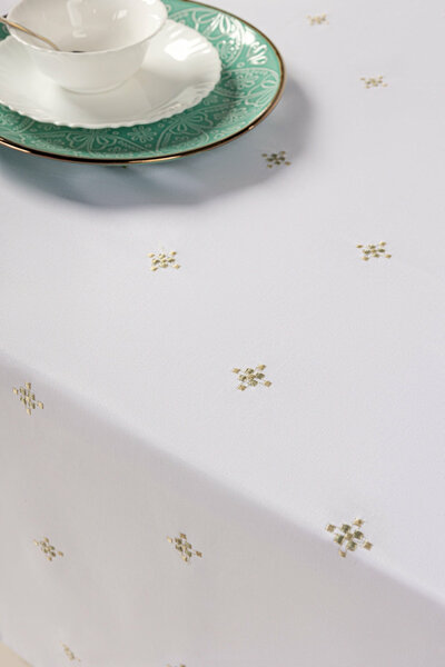 Green Cross Stitch Embroidered Table Cover