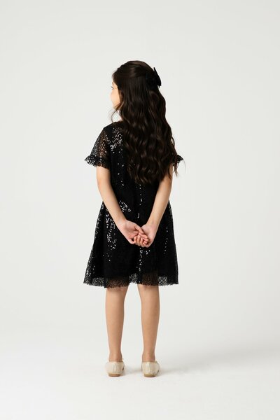 Black Sequin A-Line Dress