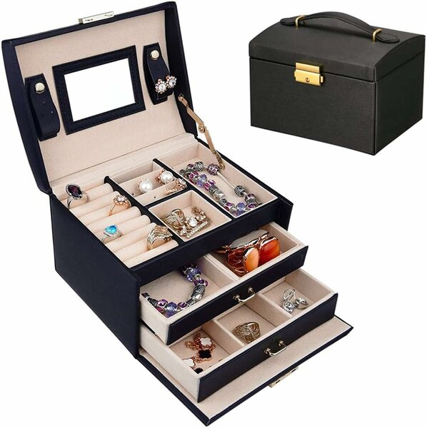 Home.co- Mirror Leather Jewellery Organizer
