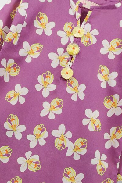 Purple Printed Casual Kurta Set - 2pc