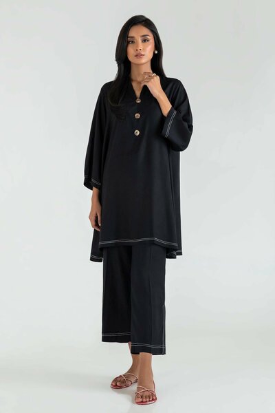 Stitched Black Printed Shirt