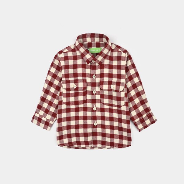 Infant Boys Flannel Shirt (Double Pkt Flap) - Red