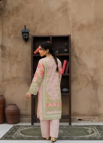 Daily Luxe by Style Up Women RTW Printed Poly Lawn 3 Piece Suit Blush Bloom  - Casual Collection