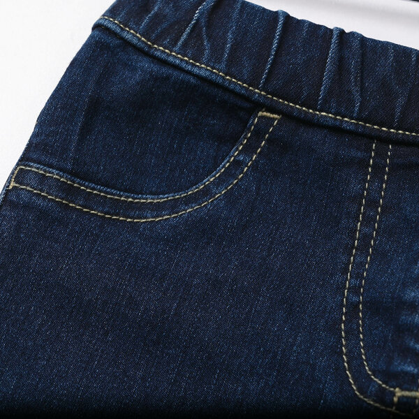 Girls Denim Stretch Jeggings (HEART PATCH) - Dark Blue