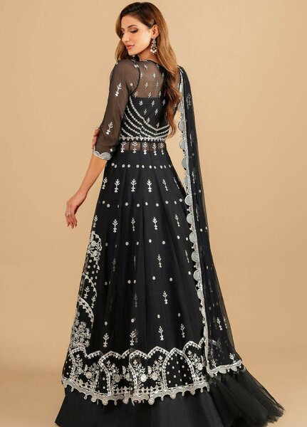 Minor Defect - Barasti By Asifa & Nabeel Embroidered Chiffon Suits Unstitched 3 Piece AN23BT ANB-08 Basanti - Festive Collection