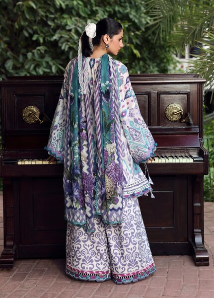 Belladore by Elaf Premium Unstitched Printed Lawn 3 Piece Suit EL26ULB Prism EPA-2A - Summer Collection