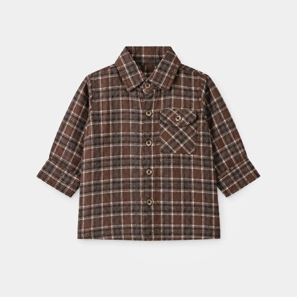 Infant Boys Flannel Suit-Brown Checkered S2-2