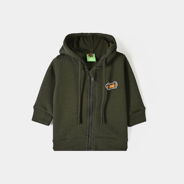 Infant Boys Fleece Knitted Jacket Skates - Olive Green