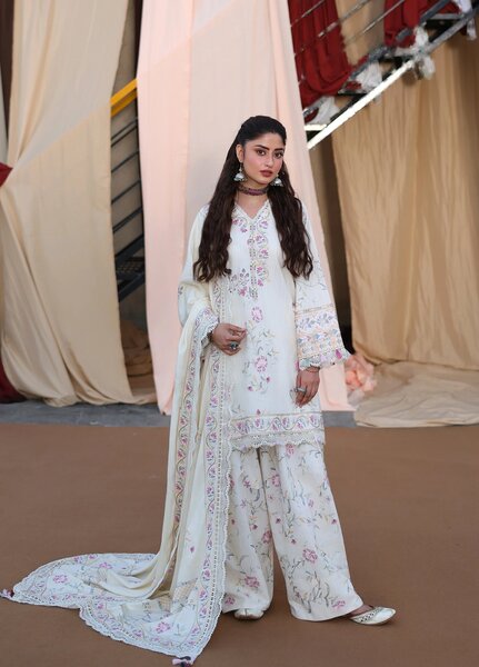 Cross Stitch Unstitched Embroidered Khaddar 3 Piece Suit CS25UW Alabaster Bloom - Winter Collection