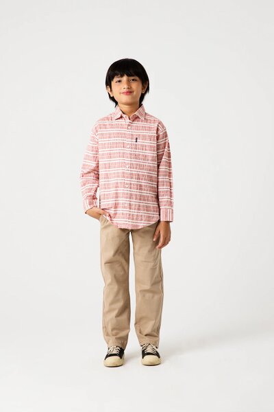 Boys Crimson Line Casual Cotton Shirt