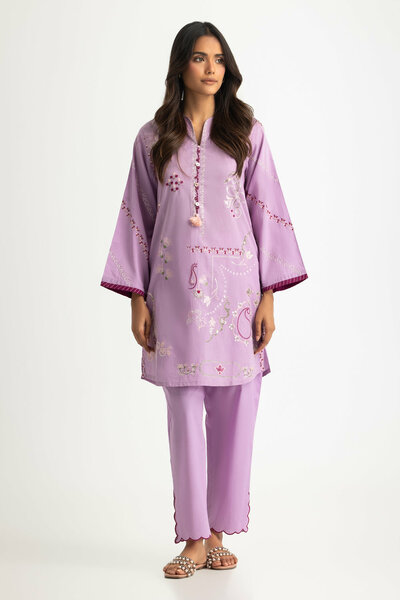 Cotton Viscose Slub Embroidered Co-Ord Set