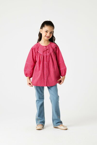 Ruby Gingham Bow Cotton Top