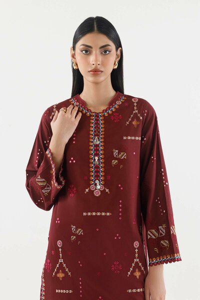 Stitched Embroidered Lawn Shirt+ Culotte