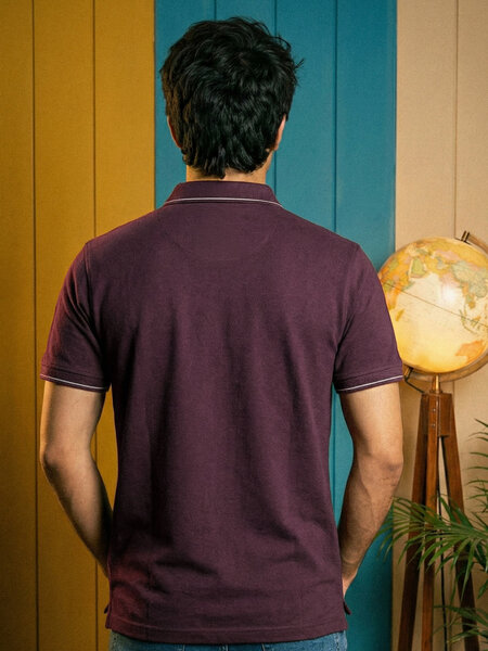 Maroon Plain Contrast Tipping Half Sleeves Polo T-Shirt (POLO-1156)