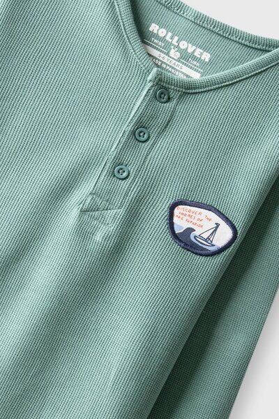 Boys Green Henley Waffle Co-ord Set