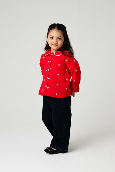 Red Heart Frill Bubble Top