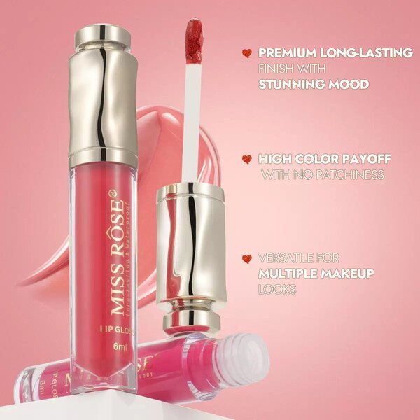 Miss Rose - Professional Diamond Capped Long-Lasting Lip Gloss 3 PC Set