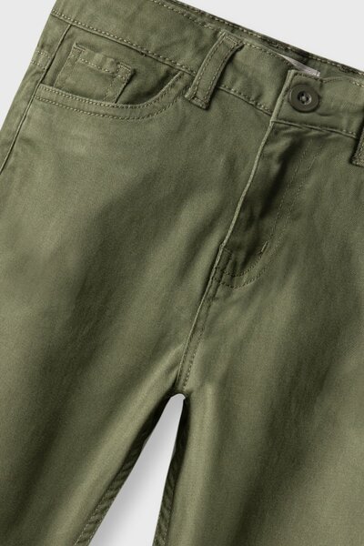Boys Olive Straight Fit Twill Pants