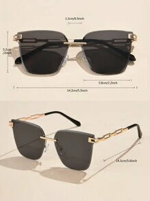 Shein - 1pc Women Decorative Metal Square Frameless Sunglasses