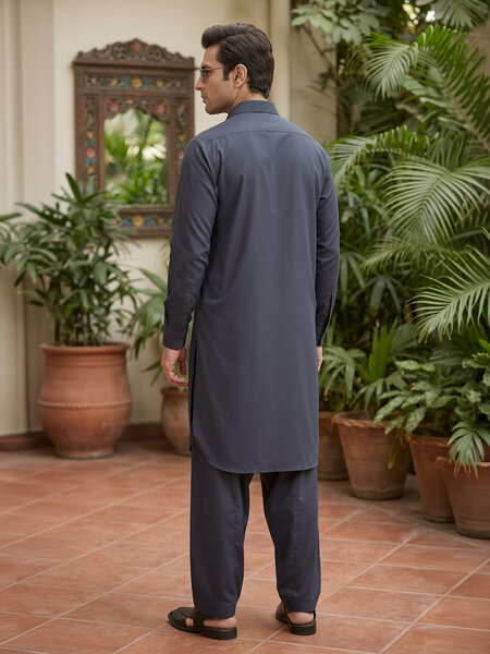 Dark Grey Designer Shalwar Kameez (SK-752)