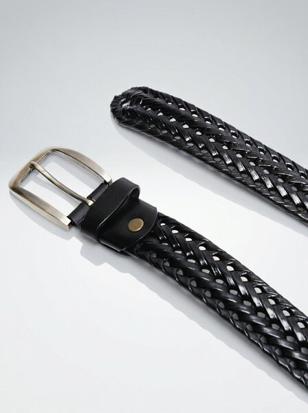 Black Braided Leather Belt (BELT-949)