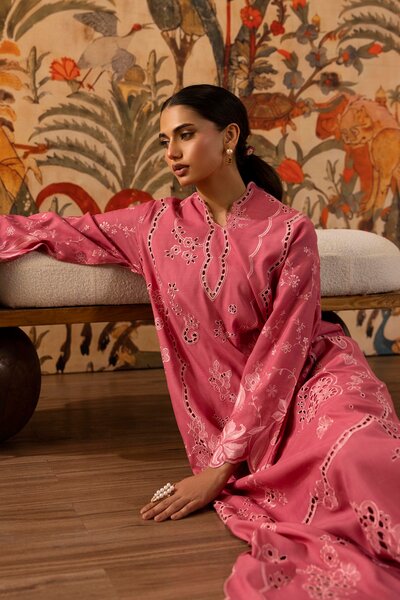 Stitched Embroidered Raw Silk Shirt+ Culotte