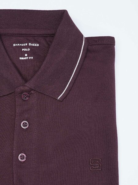 Maroon Plain Contrast Tipping Half Sleeves Polo T-Shirt (POLO-1156)
