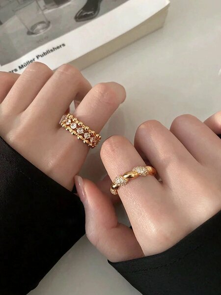 Shein - 3Pcs Luxury French Style Rings Set