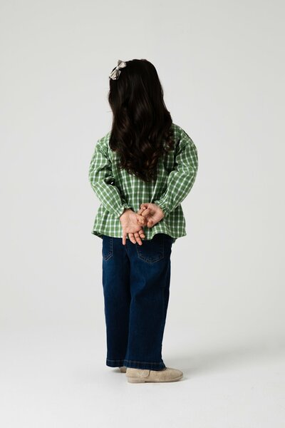 Evergreen Lace Check Flannel Top