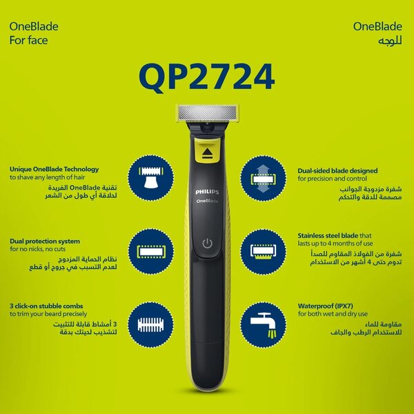 Philips Oneblade Face Qp2724/10, 2 Years Warranty