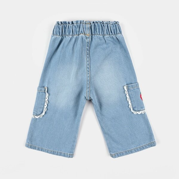 Infant Girls Denim rigid Pant Strawberry-Light Blue