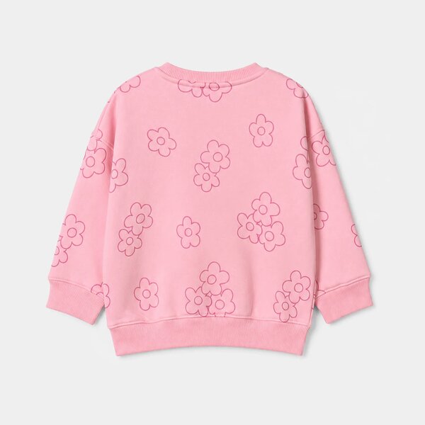 Girls Fleece Sweatshirt Flowers- Pink